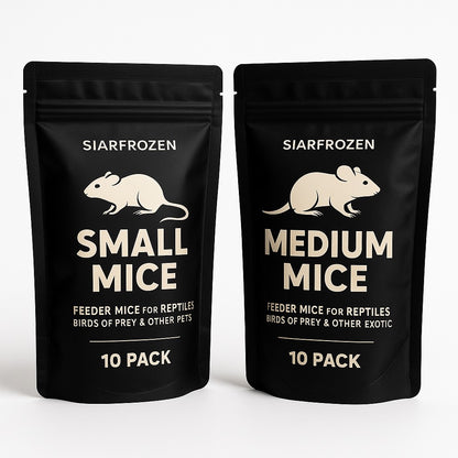 SiarFrozen Feeder Mice Combo – Small 10-15g & Medium 16-25g 10 + 10 Pack